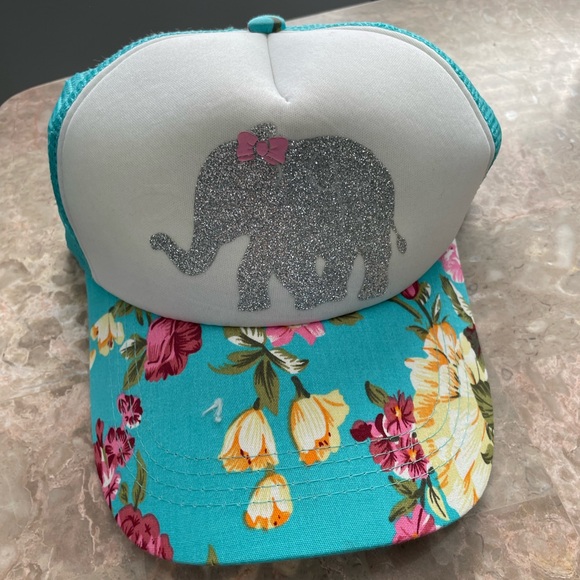 Accessories - Floral Elephant Trucker Hat with vinyl 🐘